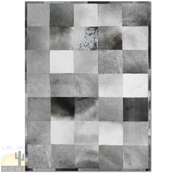 Custom Cowhide Patchwork Rug - 16in Gray Tone Squares