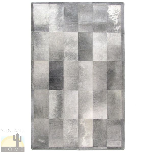 323157-14461 - 81in x 50in Cowhide Patchwork Rug - Gray Tone 8x16in Rectangles