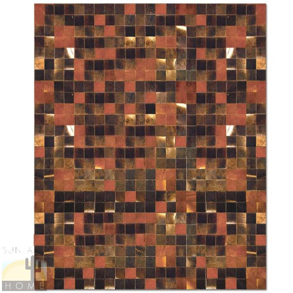 Custom Cowhide Patchwork Rug - 4in Squares - Random Squares - Rust and Brown