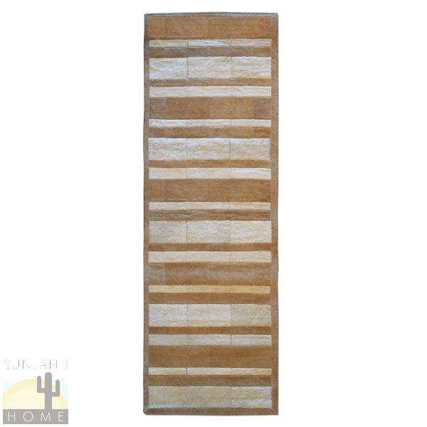 323180R - 71in x 24in Cowhide Patchwork Runner - Layers - Palomino