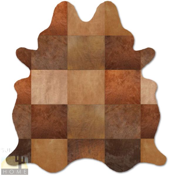 Custom Cowhide Patchwork Rug - Cow Shaped - Brown Shades