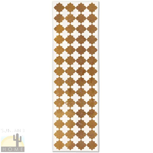 Custom Cowhide Patchwork Runner - 10in Medallions - Brown and White