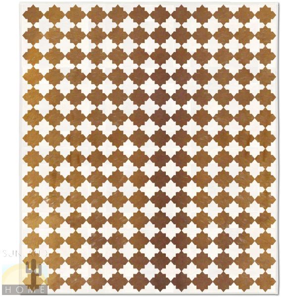 Custom Cowhide Patchwork Rug - 10in Medallions - Brown and White