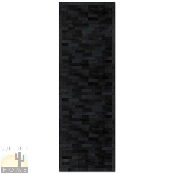 Custom Cowhide Patchwork Runner - Bricks - Black