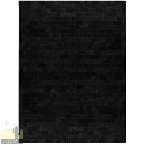 Custom Cowhide Patchwork Rug - Bricks - Black