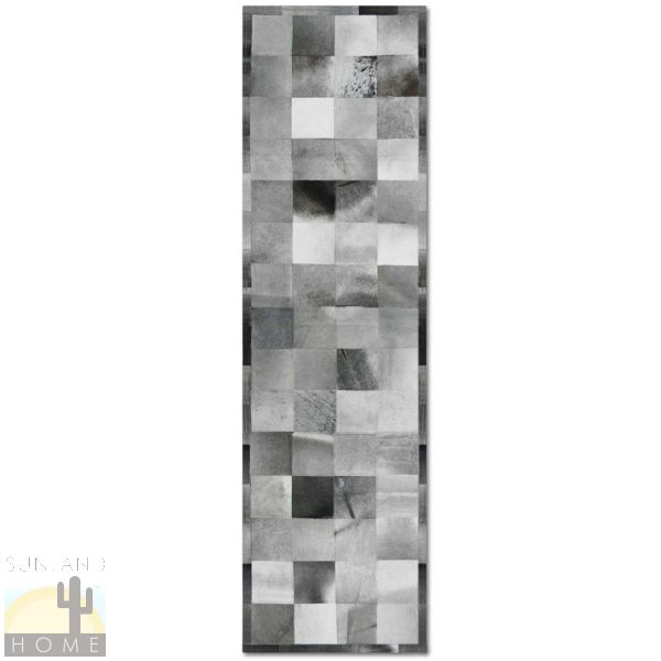 Custom Cowhide Patchwork Runner - 6in Squares - Shades of Gray
