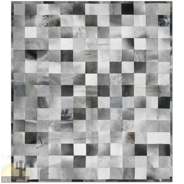 Custom Cowhide Patchwork Rug - 6in Squares - Shades of Gray