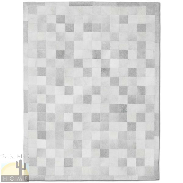 Custom Cowhide Patchwork Rug - 6in Squares - Light Gray