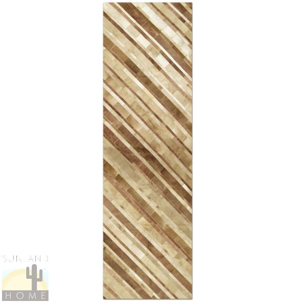 Custom Cowhide Patchwork Runner - Diagonal Stripes Brown and Tan