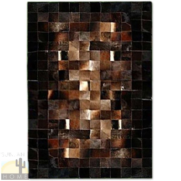 Custom Cowhide Patchwork Rug - 6in Squares - Light to Dark Brown Transition