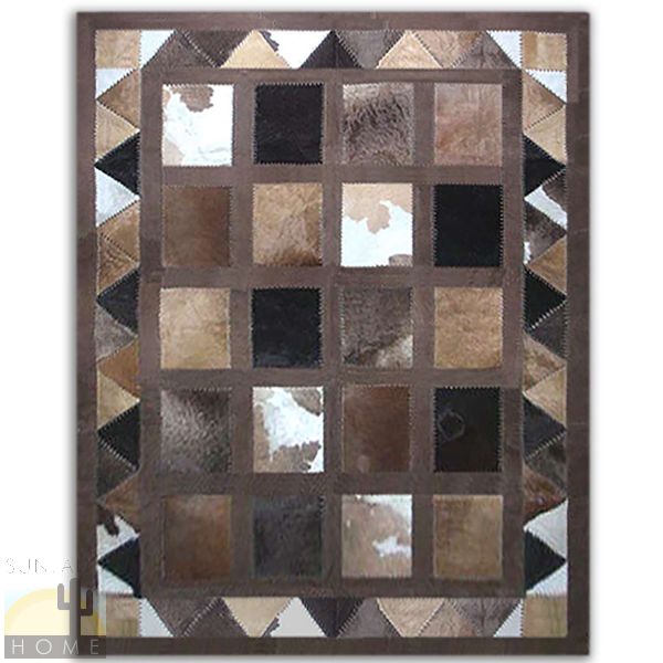 Custom Cowhide Patchwork Rug - Windows and Triangles