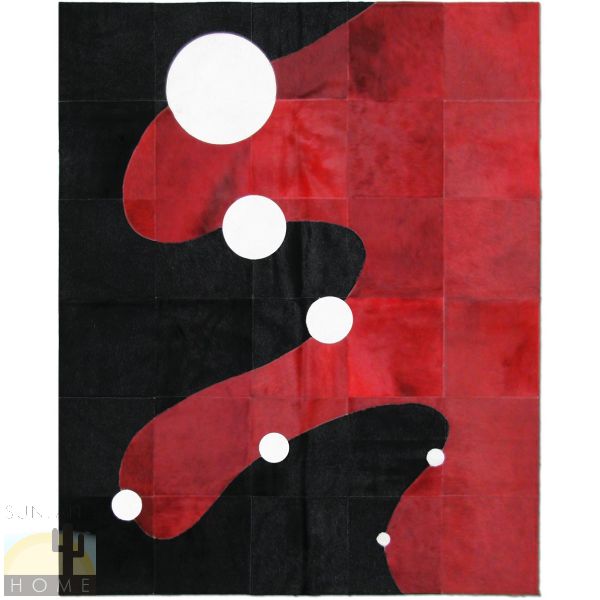 32348-3162 - 72in x 60in Cowhide Patchwork Rug - Bubbly Dark Red
