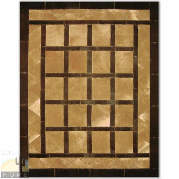 Custom Cowhide Patchwork Rug - Windows and Triangles Light Brown