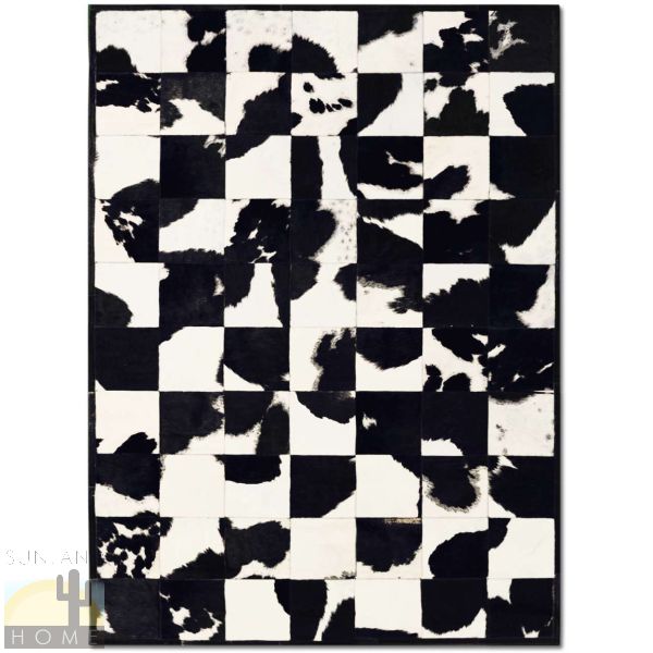 Custom Cowhide Patchwork Rug - 6in Squares - Black and White