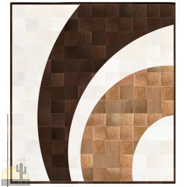 Custom Cowhide Patchwork Rug - 8in Squares - Browns and White 2 Arch