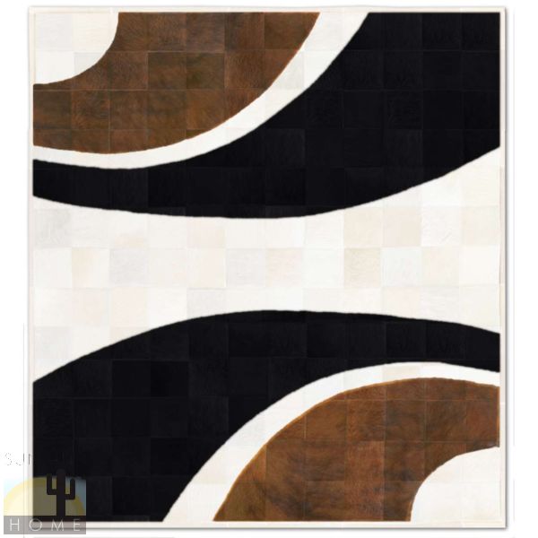 Custom Cowhide Patchwork Rug - 4in Squares - Black Brown White 4 Arch