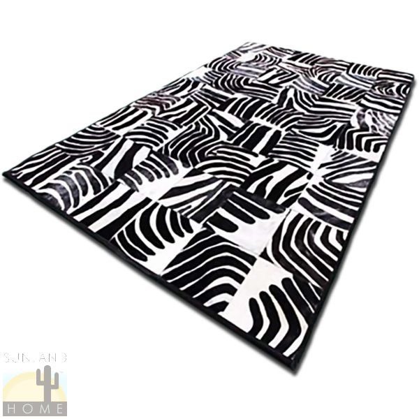 Custom Cowhide Patchwork Rug - 8in Squares - Black White Zebra