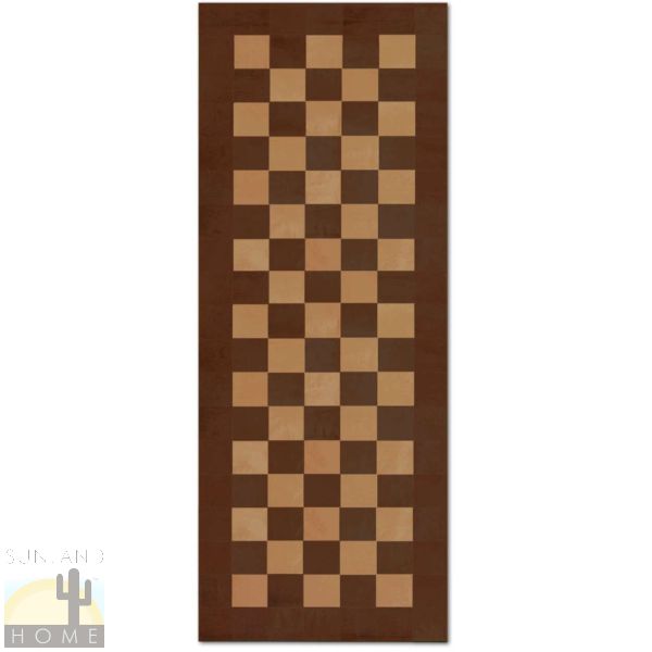 Custom Cowhide Patchwork Runner - 4in Squares - Color Checks on Brown