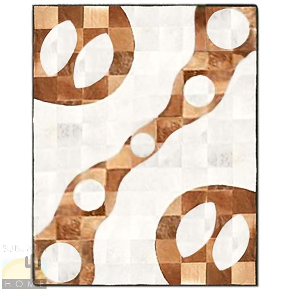 Custom Cowhide Patchwork Rug - 6in Squares - Brown White Shapes