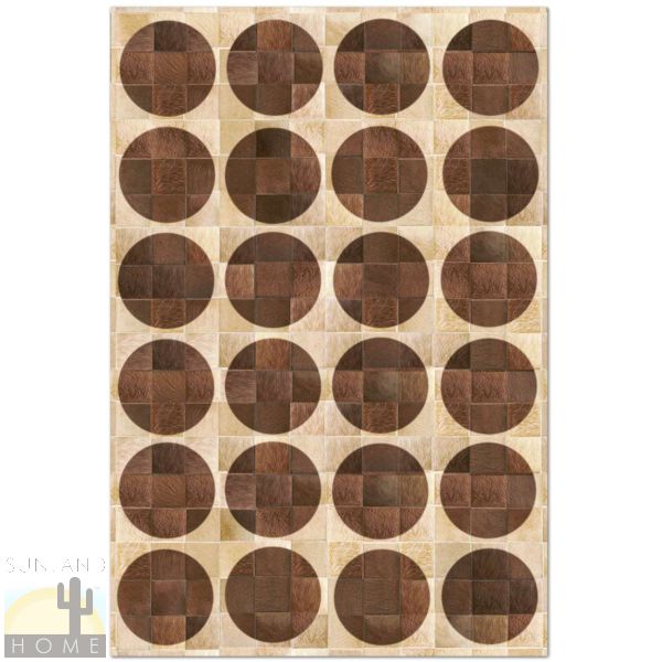 Custom Cowhide Patchwork Rug - 6in Squares - Tan with Dark Brown Circles 2