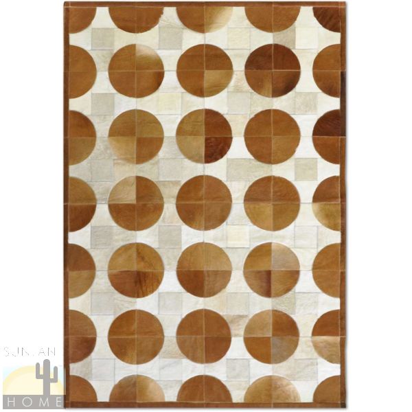 Custom Cowhide Patchwork Rug - 4in Squares - Palomino with Brown Circles