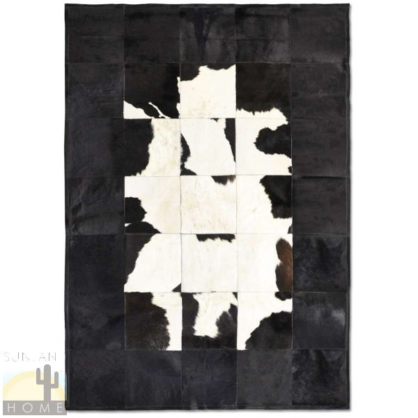 Custom Cowhide Patchwork Rug - 8in Squares - White with Thick Black Border