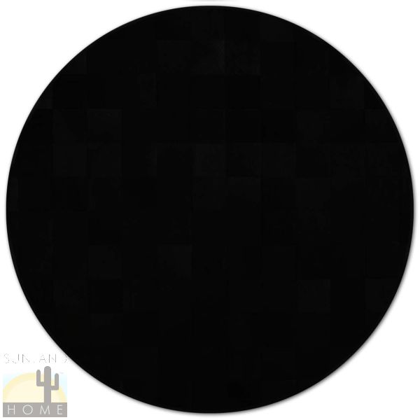Custom Cowhide Patchwork Round Rug - 6in Squares - Round Solid Black
