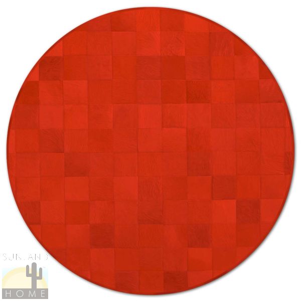Custom Cowhide Patchwork Round Rug - 6in Squares - Solid Color Round