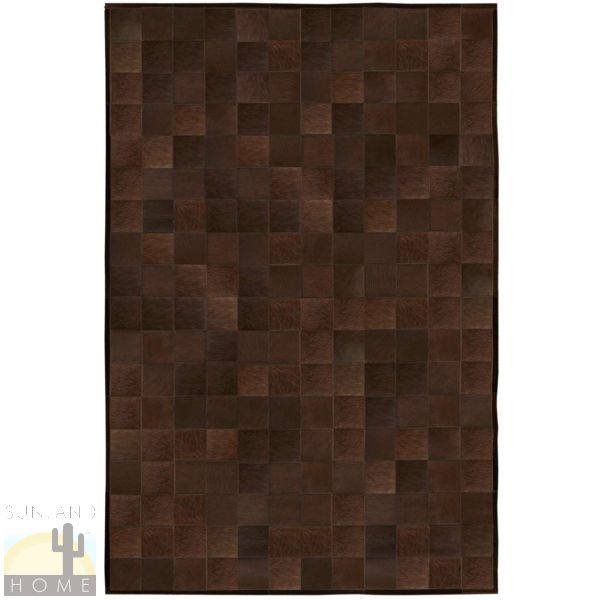 Custom Cowhide Patchwork Rug - 6in Squares - Dark Brown