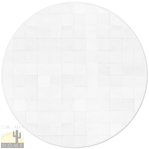 Custom Cowhide Patchwork Round Rug - 6in Squares - Round Off White