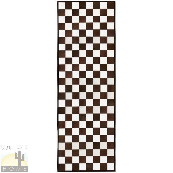 Custom Cowhide Patchwork Runner - 6in Squares - Checkerboard Dark Brown