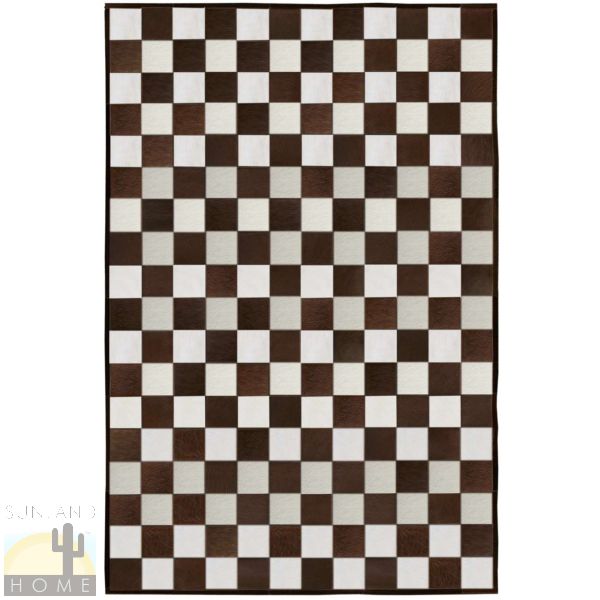 Custom Cowhide Patchwork Rug - 6in Squares - Checkerboard Dark Brown