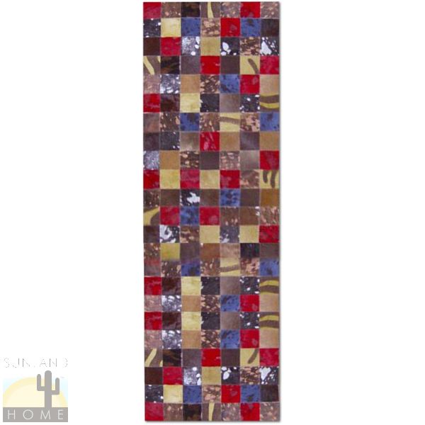 Custom Cowhide Patchwork Runner - 4in Squares - Confetti