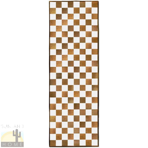 Custom Cowhide Patchwork Runner - 6in Squares - Checkerboard Medium Brown