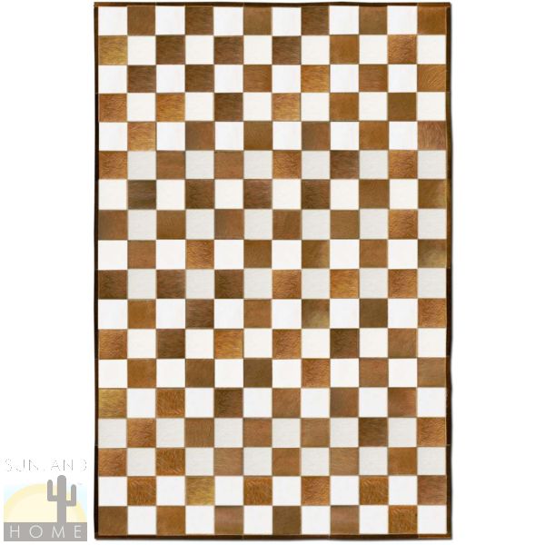 Custom Cowhide Patchwork Rug - 6in Squares - Checkerboard Medium Brown