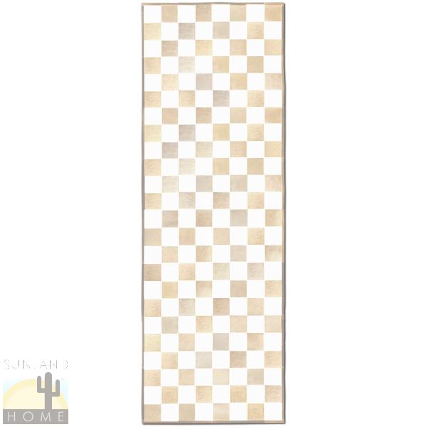 Custom Cowhide Patchwork Runner - 6in Squares - Checkerboard Palomino