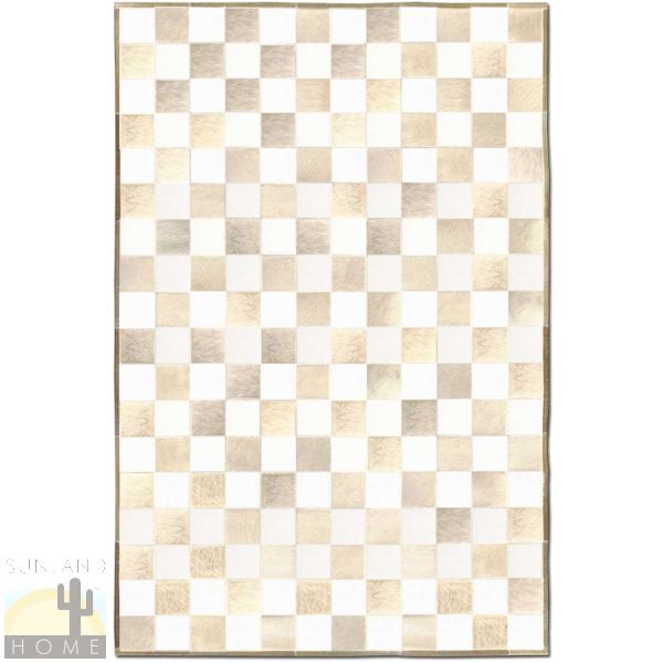 Custom Cowhide Patchwork Rug - 6in Squares - Checkerboard Palomino