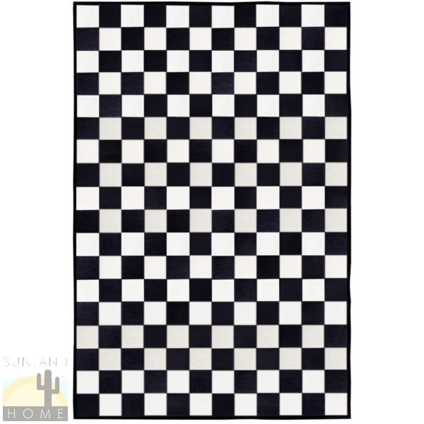 Custom Cowhide Patchwork Rug - 6in Squares - Checkerboard Black