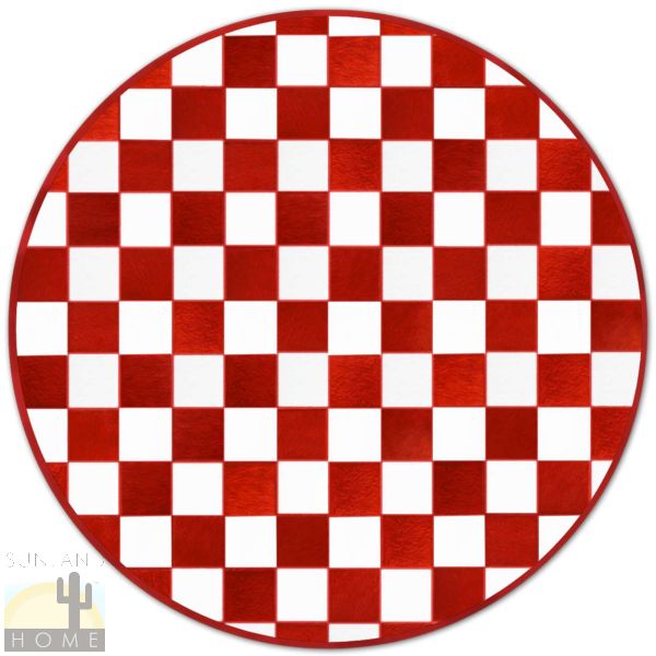 Custom Cowhide Patchwork Round Rug - 6in Squares - Round Checkerboard Color