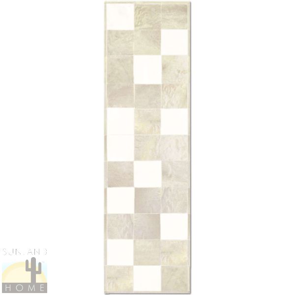 Custom Cowhide Patchwork Runner - 8in Squares - Pixel Closeup Palomino and Off White