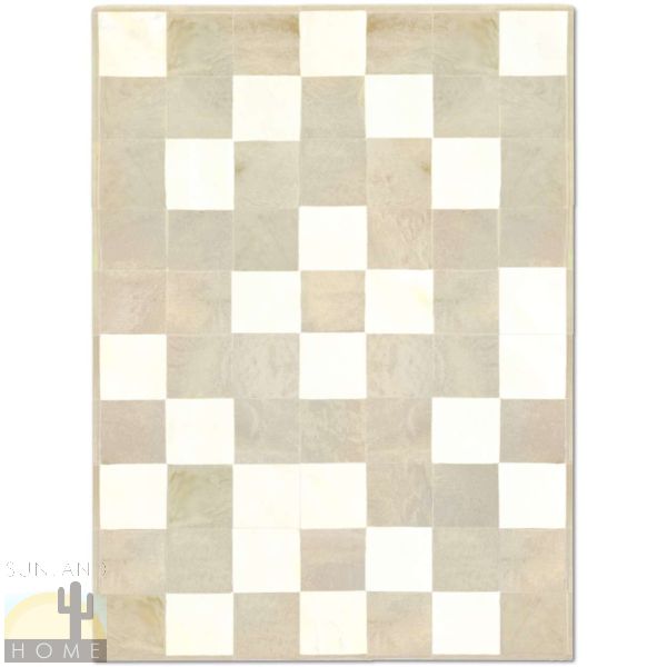 Custom Cowhide Patchwork Rug - 8in Squares - Pixel Closeup Palomino and Off White