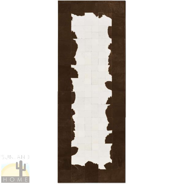Custom Cowhide Patchwork Runner - 6in Squares - Nougat Brown and Off White