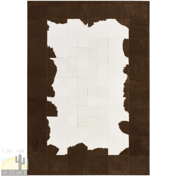 Custom Cowhide Patchwork Rug - 12in Squares - Nougat Brown and Off White