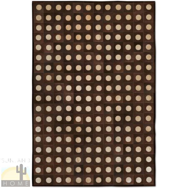 Custom Cowhide Patchwork Rug - 6in Squares - Dots Tan on Dark Brown