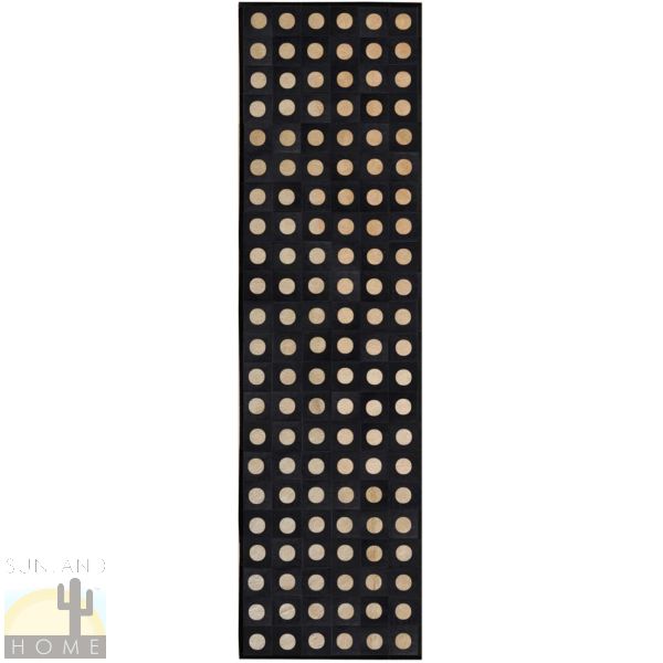Custom Cowhide Patchwork Runner - 6in Squares - Dots Tan on Black