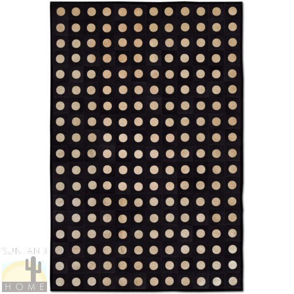 Custom Cowhide Patchwork Rug - 6in Squares - Dots Tan on Black