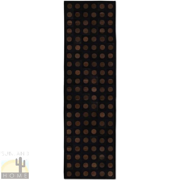 Custom Cowhide Patchwork Runner - 6in Squares - Dots Dark Brown on Black