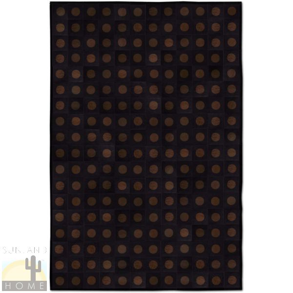 Custom Cowhide Patchwork Rug - 6in Squares - Dots Dark Brown on Black