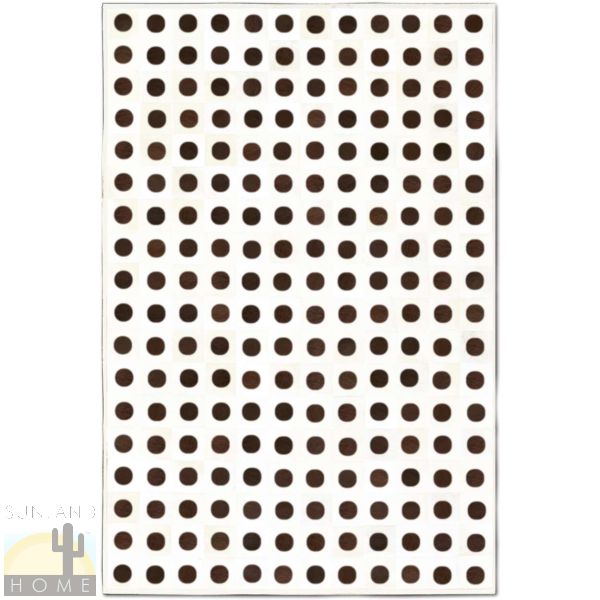 Custom Cowhide Patchwork Rug - 6in Squares - Dots Dark Brown on Off White