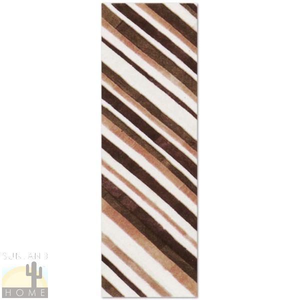 Custom Cowhide Patchwork Runner - Diagonal Stripes Multi Brown